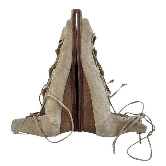 Vince Camuto Rochela Suede Tumbleweed Nude Wedge Sandals Size 10M - Picture 4 of 14